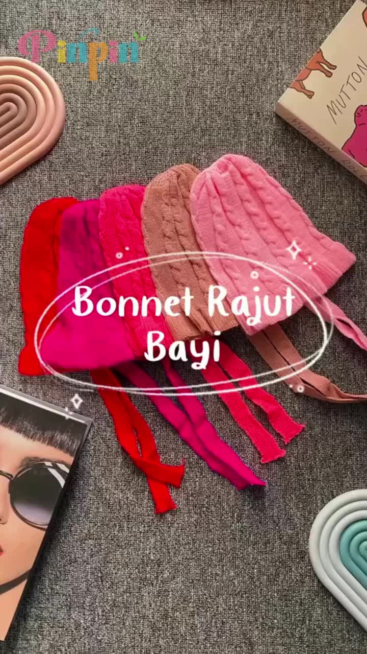 Pinpin Kids - Topi Rajut Anak Model Bonnet Ruffle / Topi Rajut Anak Bayi Baru lahir