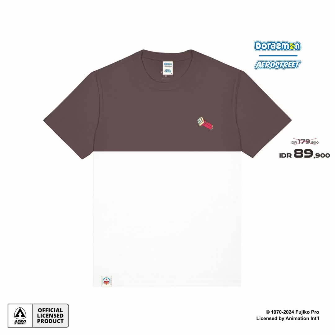 Aerostreet T Shirt Doraemon Senter Pembesar Half Off White Walnut Kaos ABAAA