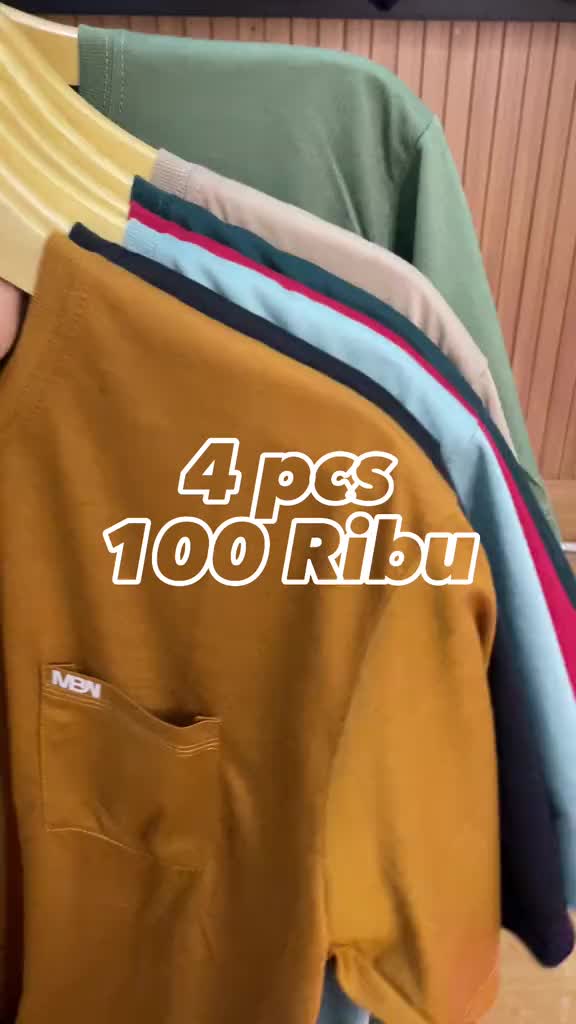 SERBA 4PCS 100RB/ KAOS POLOS KANTONG DEPAN/ KAOS POKET/ KAOS PRIA Oblong Nyaman
