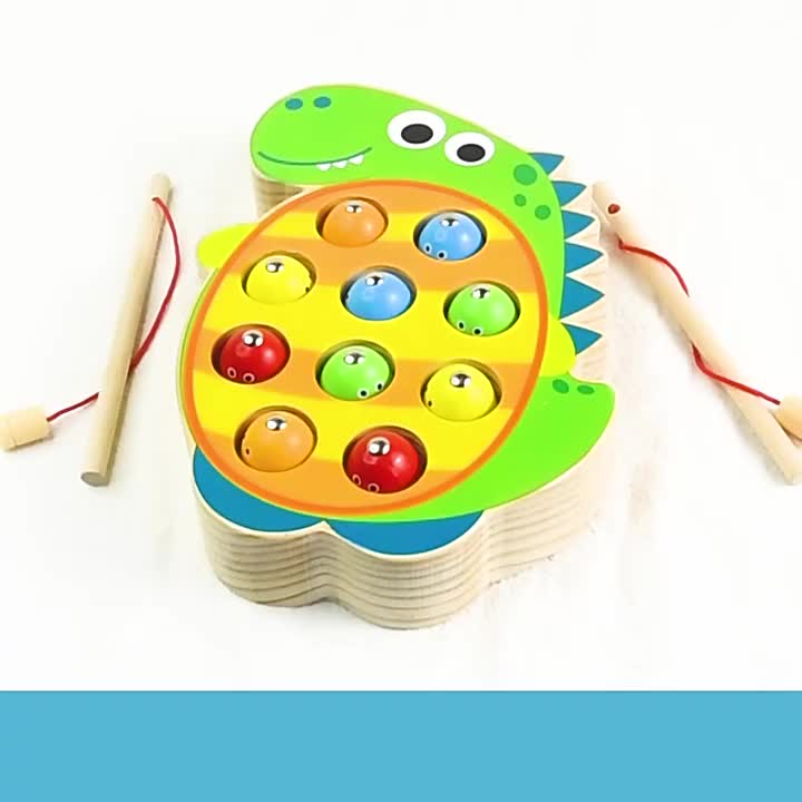 Mainan Anak Pancing Ikan Kayu - Wooden Toys Catch Worms fish Game Cube - Montessori Magnet Edukasi Edukatif