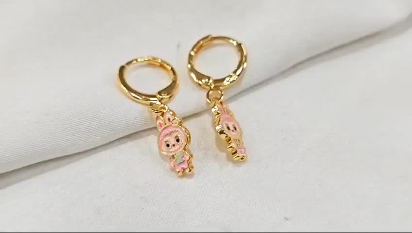 Anting Anak Rhodium Model Labubu - Anting Anak dengan Model Terbaru - Earrings