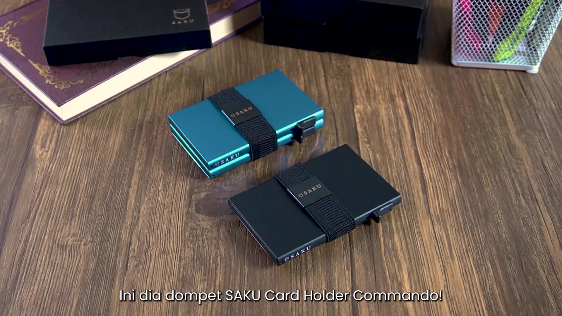 SAKU Dompet Kartu Pria Smart Card Holder Wallet RFID Commando BLACK