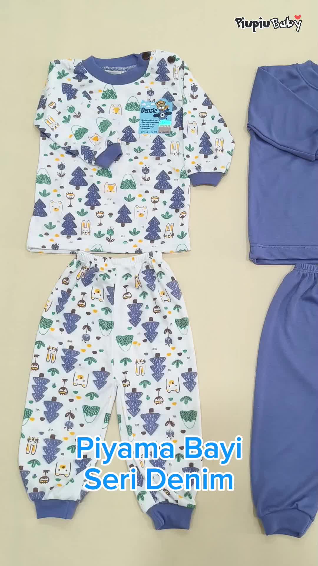 Top 1 DENZIE - 3 Set Baju Bayi Seri Denim Panjang Kancing Bahu Usia 3-24 Bulan Motif Karakter & Polos Parsel
