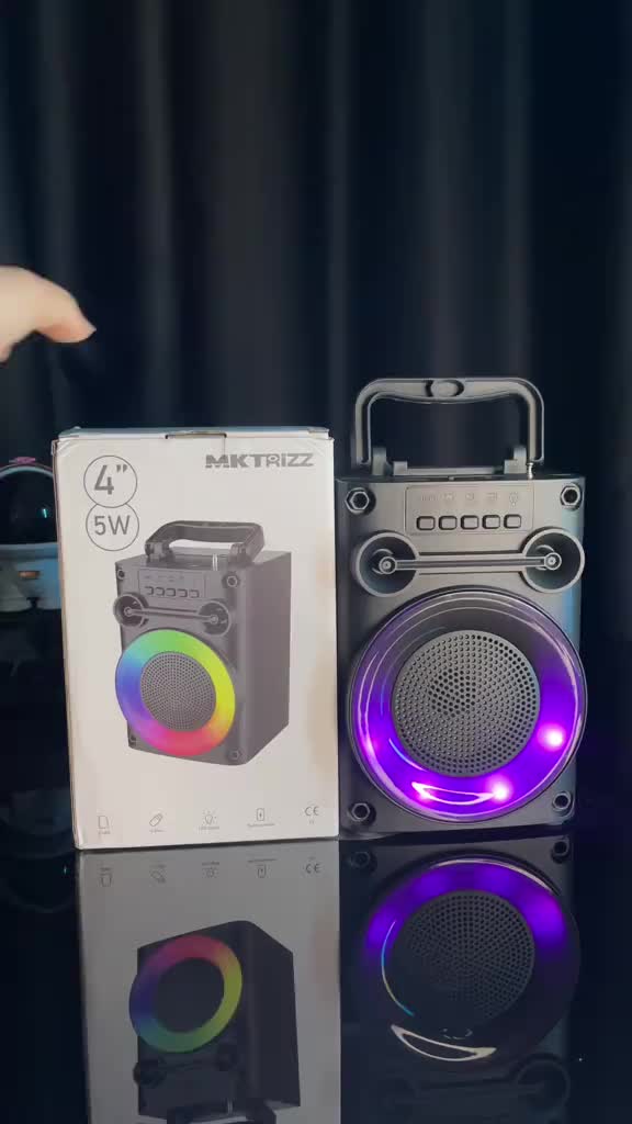 MAIKET Speaker Bluetooth Karaoke 2 Mic & Salon Full Bass Portabel 4 Inci Music Box dengan Dudukan Ponsel Wireless Subwoofer Super Bass Baterai Tahan Lama Kualitas Suara HIFI Stereo RGB Light