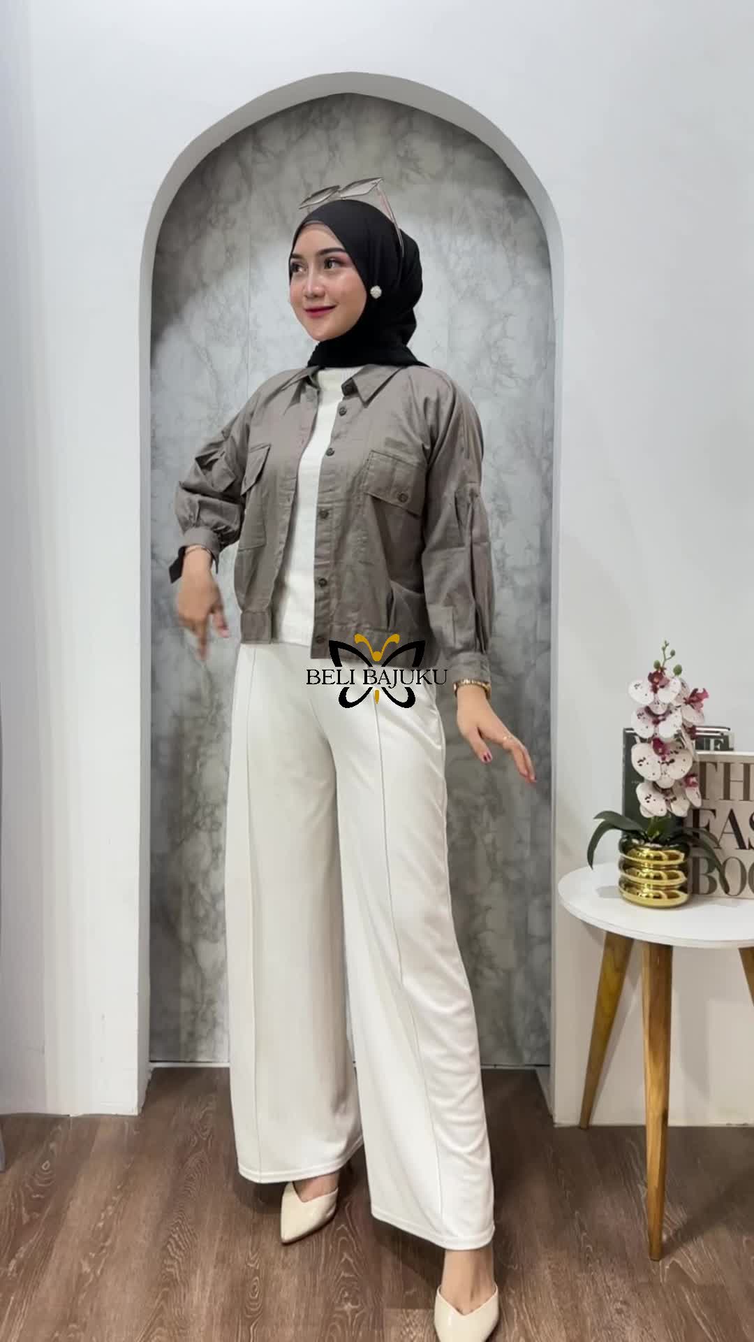 OUTER CROP LINEN / OUTER LINEN RAMI / KEMEJA WANITA / ATASAN WANITA / CROP OUTER / ATASAN KEKINIAN / CAKEP / TEBAL / LD 100 PJ 50 / LENGAN BALON / BUSUI