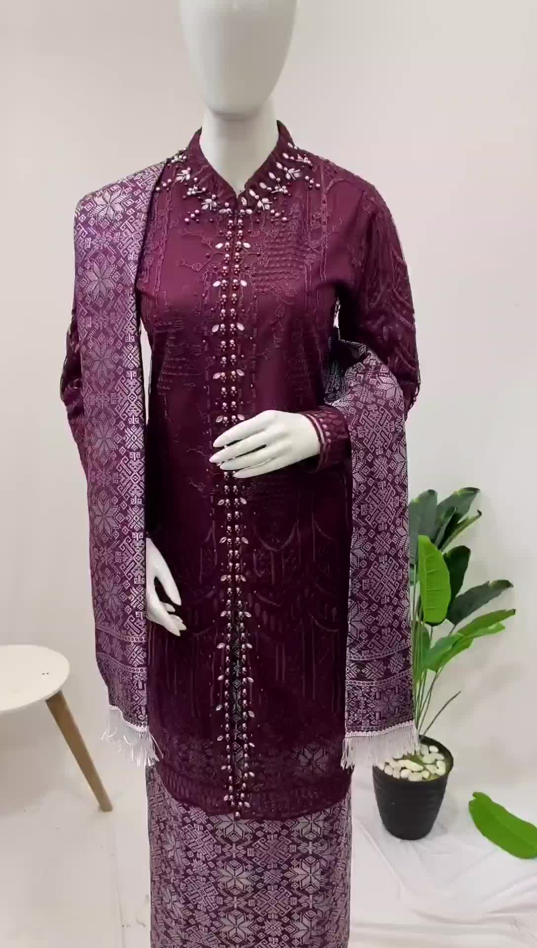 AKS> SET TUNIK SELENDANG SONGKET AISYAH - TUNIK SONGKET - KEBAYA WISUDA KONDANGAN HAJATAN - RESLETING DEPAN Setelan