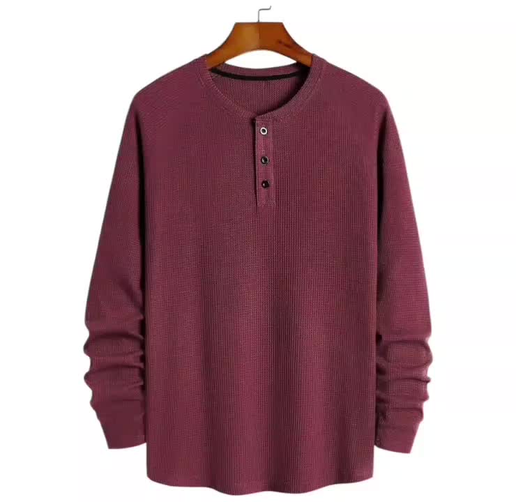 KNIT WAFFLE KAOS KANCING SANGHAI PRIA LENGAN PANJANG TERBARU/BAHAN WAFFLE PREMIUM Polos baju gombrong outfit cowok sekena mendaki bajudistro anggun pas oversize simpel warna bajupria