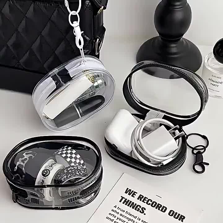Pouch Travel Transparan Dompet Penyimpanan Kabel Charger Headset Portable Mini Bag HM1004