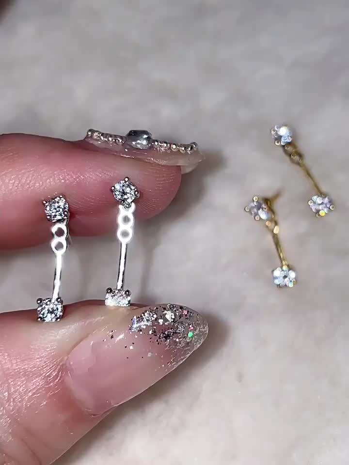 EAR PARTNER-999 SILVER Anting-anting perak murni 999 untuk wanita, menjaga lubang telinga saat tidur tanpa perlu dilepas, desain minoritas dengan gaya pengait belakang yang elegan, Perhiasan Wanita Korea Style: Anting Piercing Perak - Anti Karat & COD