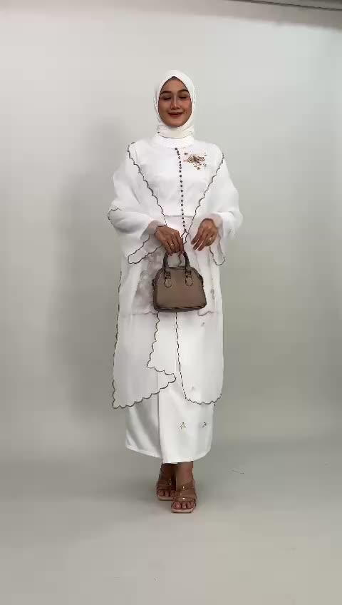 ALIFAA ONESET Baju Kurung Rok Span Polos Payet Mutiara Premium Kondangan Dress Lebaran Size M L XL XXL Free Selendang Organza Muslim Wanita Gamis Pesta Dewasa Rayon Mewah Setelan