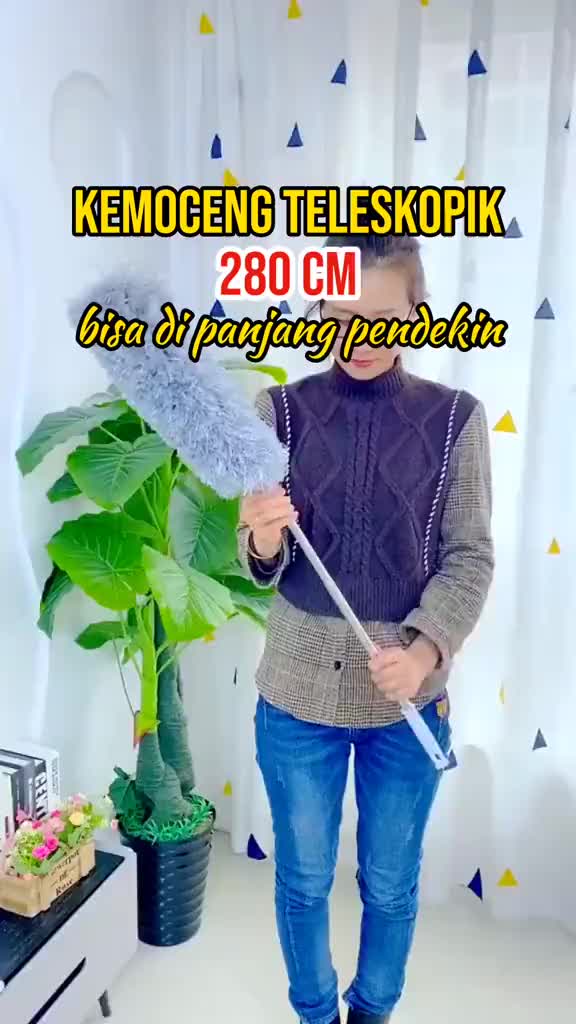 Kemoceng Teleskopik 280cm Bulu Microfiber Alat Pembersih Debu Lipat