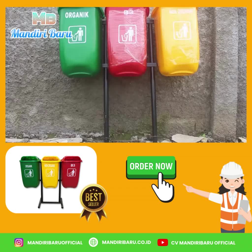 JUAL TONG SAMPAH FIBER 3 PILAH OVAL ORGANIK, ANORGANIK, B3 BOGOR