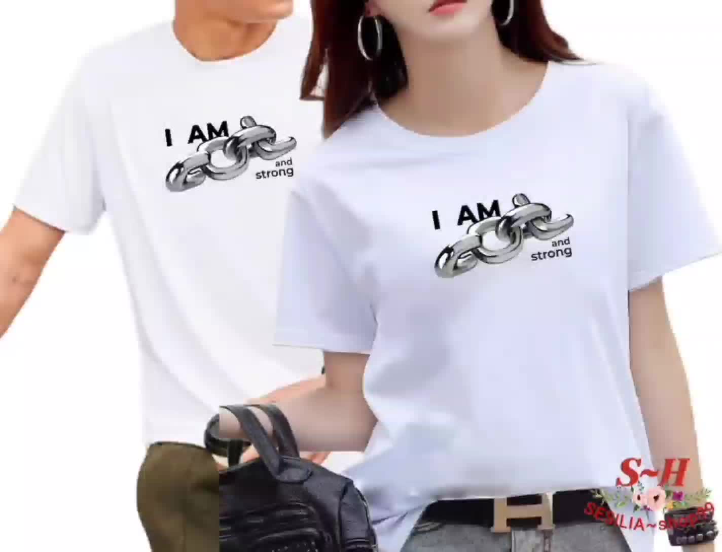 Kaos atasan wanita,baju wanita,kaos oblong wanita,kaos oblong cewek,kaos unisex wanita,kaos couple(( I'AM AND STRONG)) Tshirt Soft Digital
