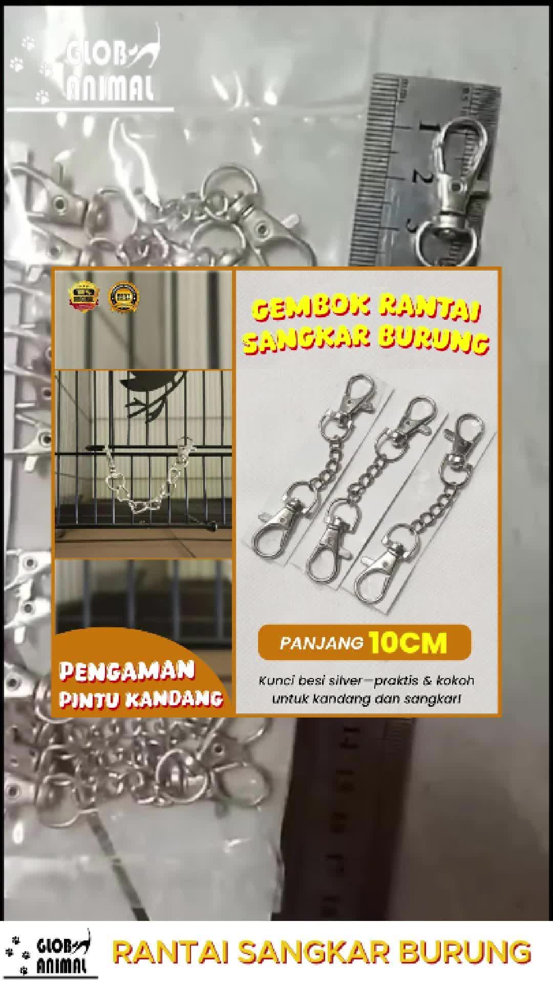 GEMBOK KUNCI RANTAI BESI SANGKAR BURUNG SILVER pengaman pintu kandang