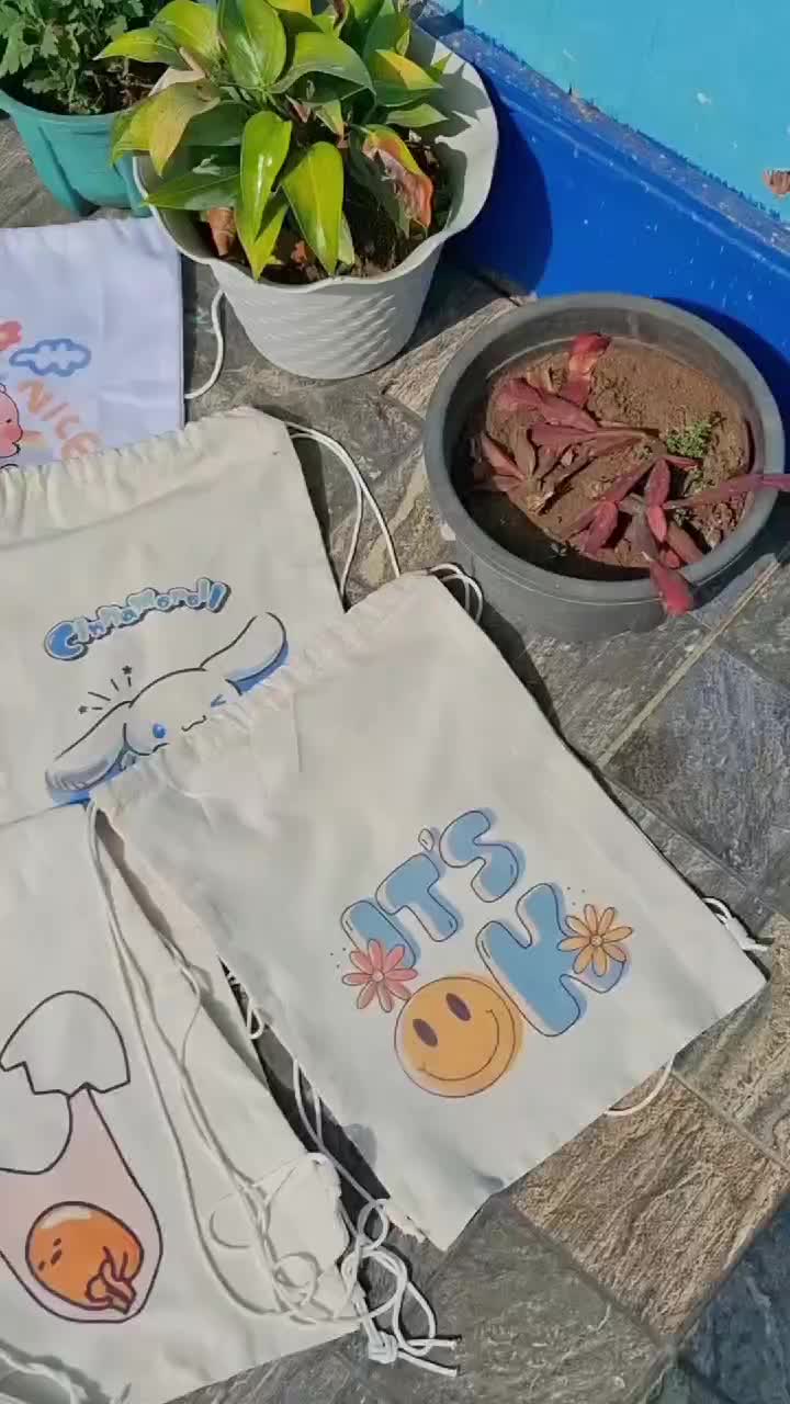 Tas Serut Motif Cinnamonrolls Sanrio Lucu - Stringbag Bisa Custom gambar Travel