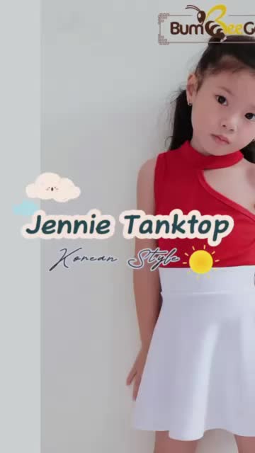 BumBeeGoo - Atasan Anak Perempuan Jennie One Shoulder Crop Halter Neck Korean Fashion