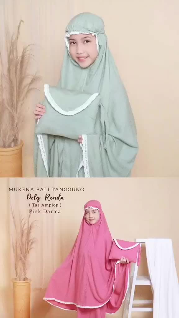 MUKENA POLOS ANAK FREE TAS USIA 7 - 13 THN // MUKENAH  ANAK POLOS RENDA SD SMP Muslim