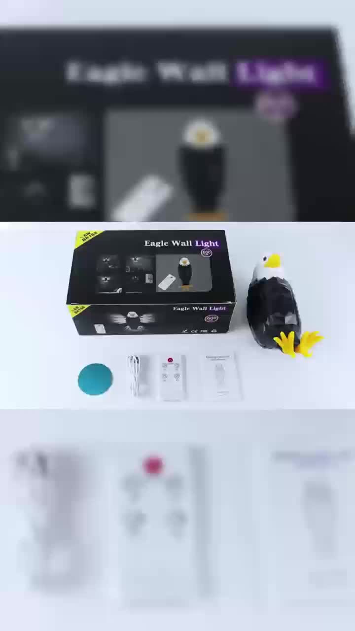 【COD&Local Delivery】Lampu Dinding Elang, Lampu Malam Elang dengan Remote Control, Lampu Elang Terpasang di Dinding Magnetik untuk Kamar Tidur, Ruang Tamu, Lorong, Lampu Elang Isi Ulang Bertenaga Baterai dan Dapat Dilepas