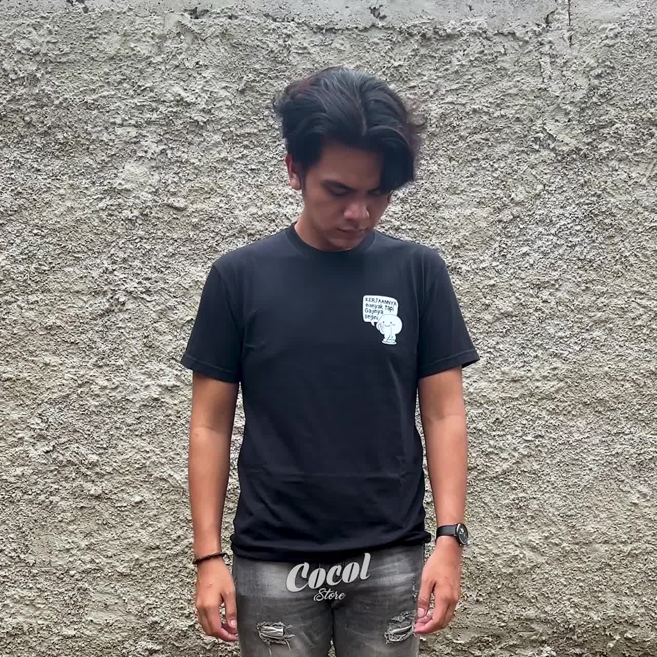 Cocol Store - Kaos Pentol Lucu Kerja Banyak Gaji Segini - Bahan Baju Cotton Combed 20s Tebal Lembut dan Nyaman Standar Distro Lokal - Sablon Keren DTF