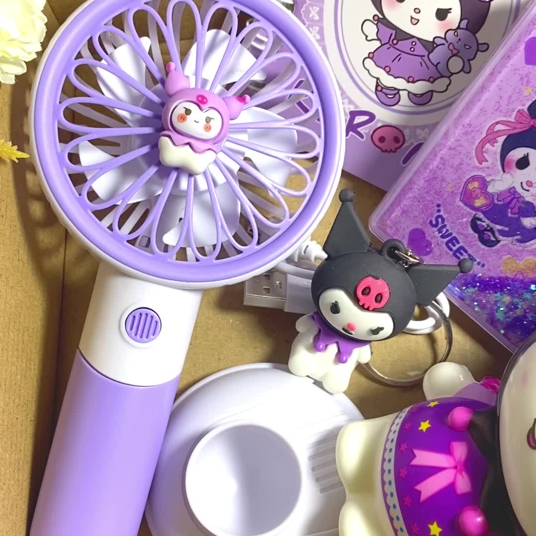 Special Bundling Kuromi Kipas Angin Mini, Cermin, Squishy, dan Memo Kuromi