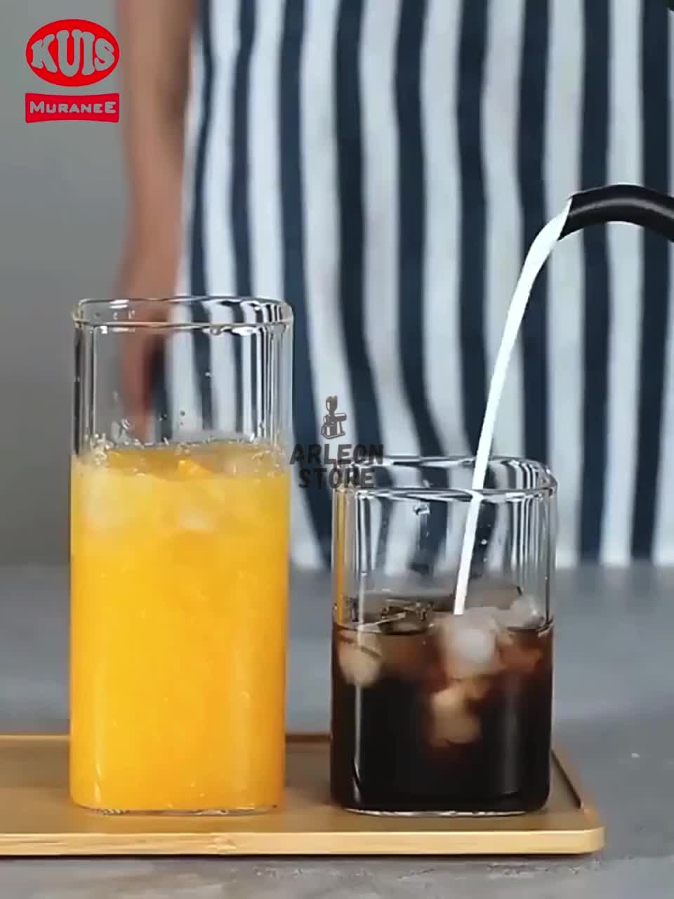 Gelas Kaca Aesthetic Kotak Muranee Gelas Kaca Korea 280ML & 380ML