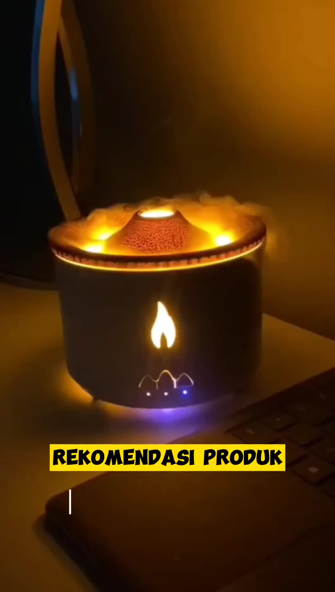 Air Humidifier Gratis 2 botol Aromatherapy Diffuser Volcano Flame Essential Oil 12W 300ML