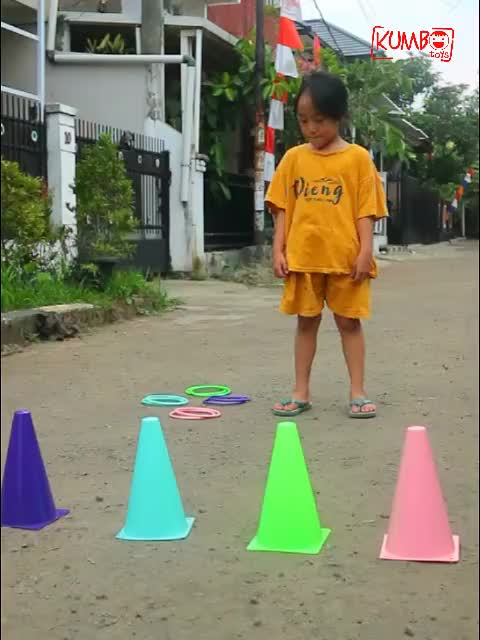 Mainan Edukasi Anak Motoric Play Cone Rintangan Olahraga, Kerucut Rintangan Latihan Sepak Bola Lari, Sport Cone Toys