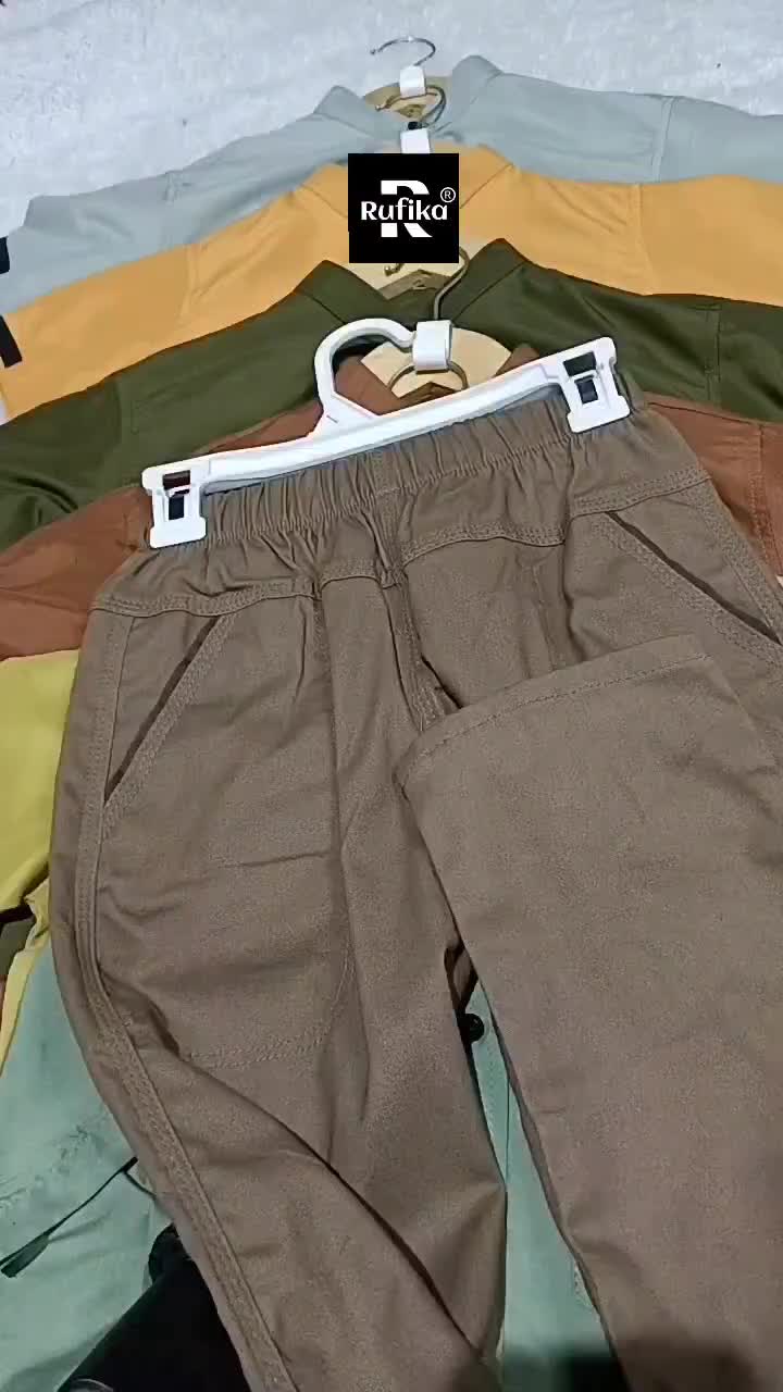 Setelan Anak Kemeja Dan Celana Panjang Cotton Twil Stret 2-10 Tahun Setelan Anak Laki-Laki KF102
