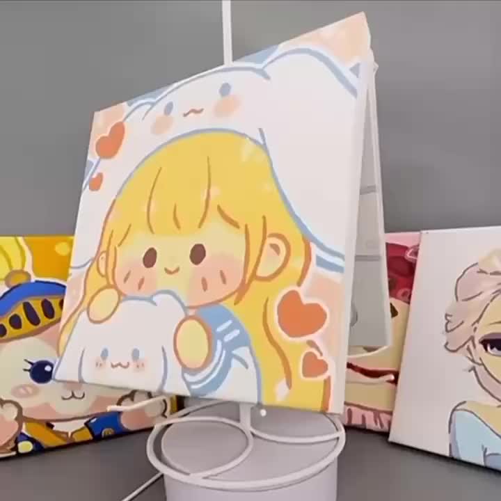 YKO Paint By Number 20x20 Kartun DIY Painting Kit Canvas Paint By Number Kit Digital Melukis Mewarnai Kanvas Nomor Prakarya Anak Kit 1Set Kanvas Lukis Painting Anak