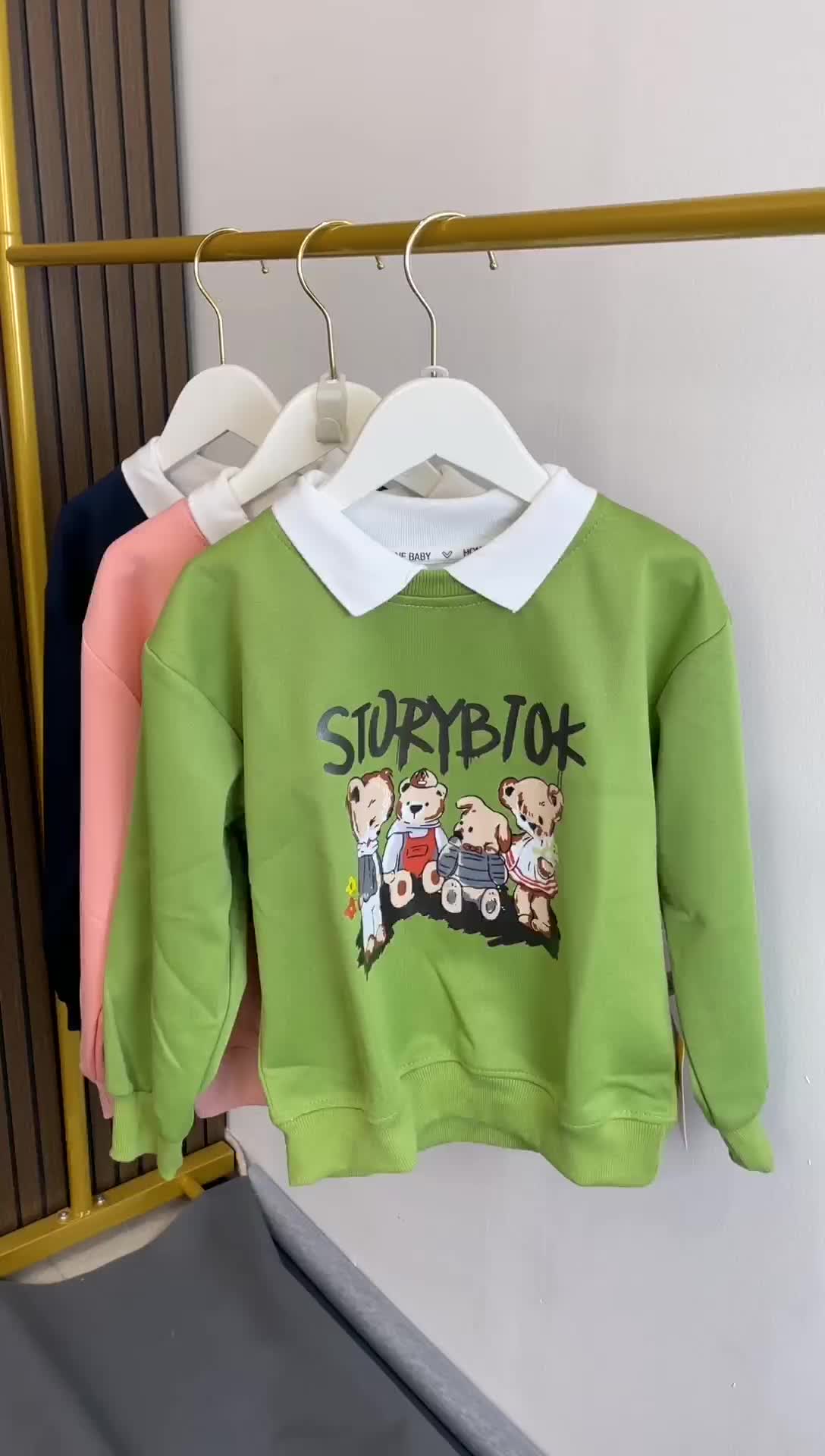 Dapper Darling Sweater Atasan Kaos Kerah Anak Perempuan Korea Style Motif Beruang Storybook Katun
