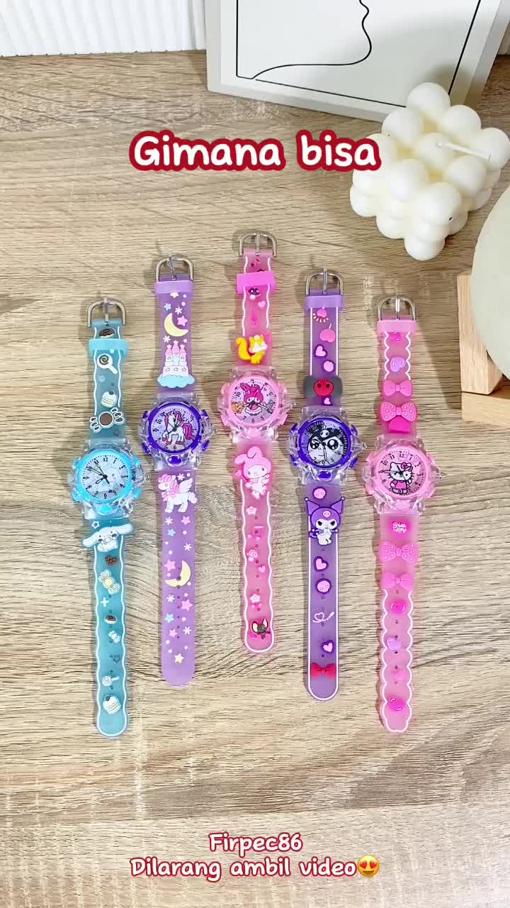 JAM TANGAN ANAK Fashion KARAKTER Led LAMPU Motif KUROMI MELODY HELLO KITTY CINNAMAROLL UNICORN