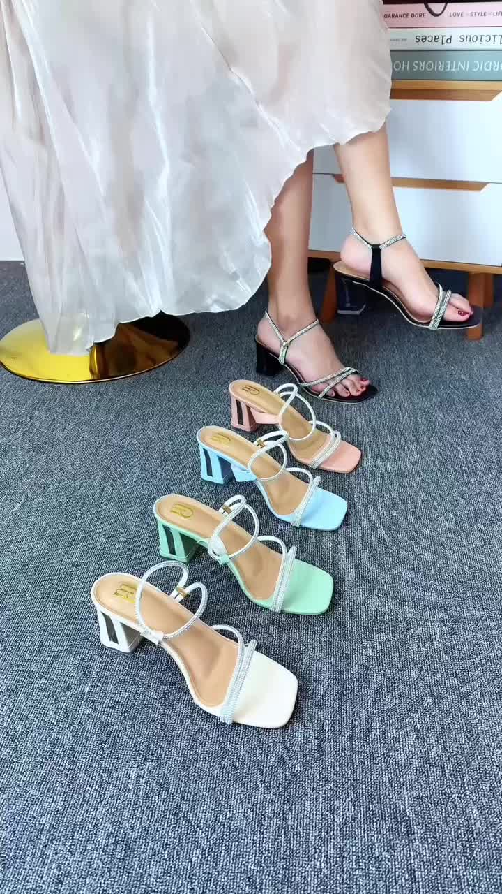 Muchu - Ruby Heels Wanita 7 cm / Heels Hak Kaca / Heels Pesta / Heels Kondangan / Heels Tali Permata KCA 07 Sandal Sendal