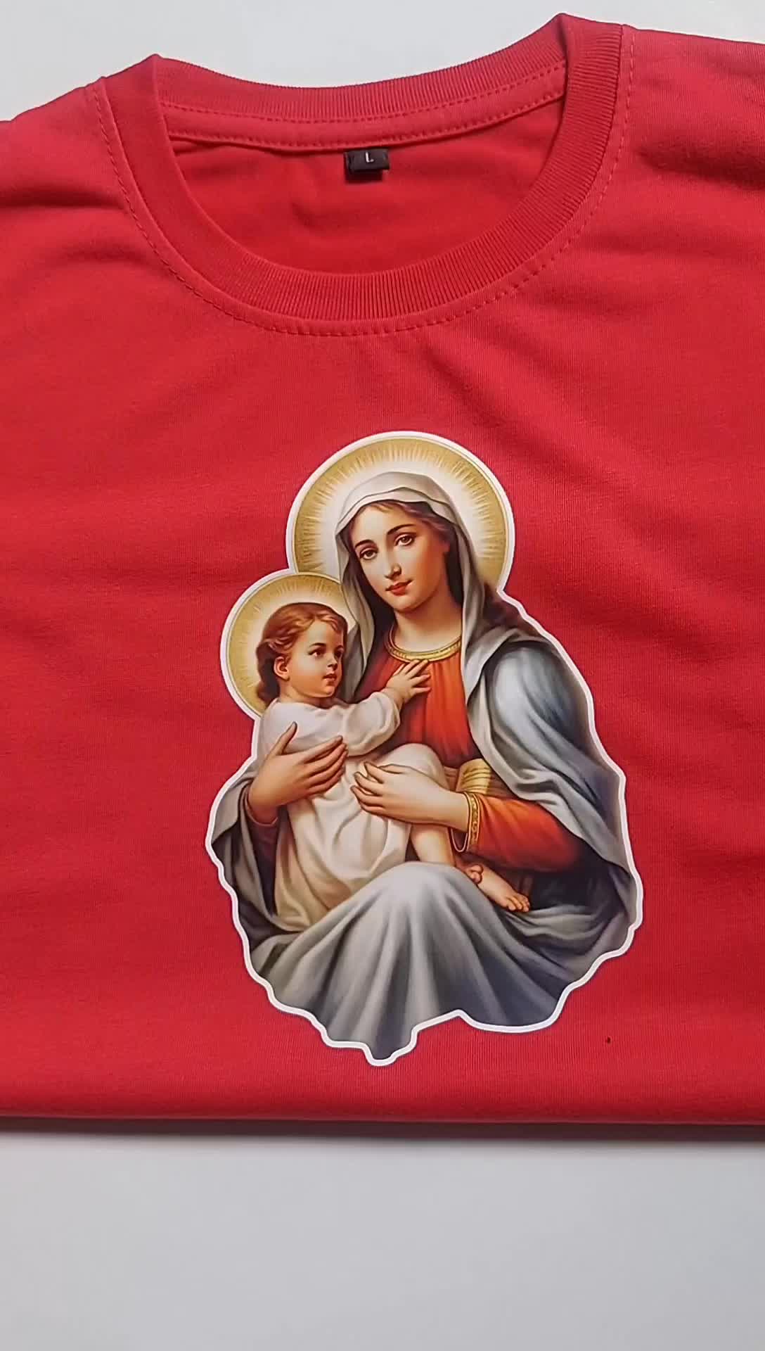 Baju Kaos Rohani Bunda Maria / Harga Satuan /Atasan Unisex Dewasa dan Anak-anak Lengan Pendek Oblong Bisa Couple Keluarga