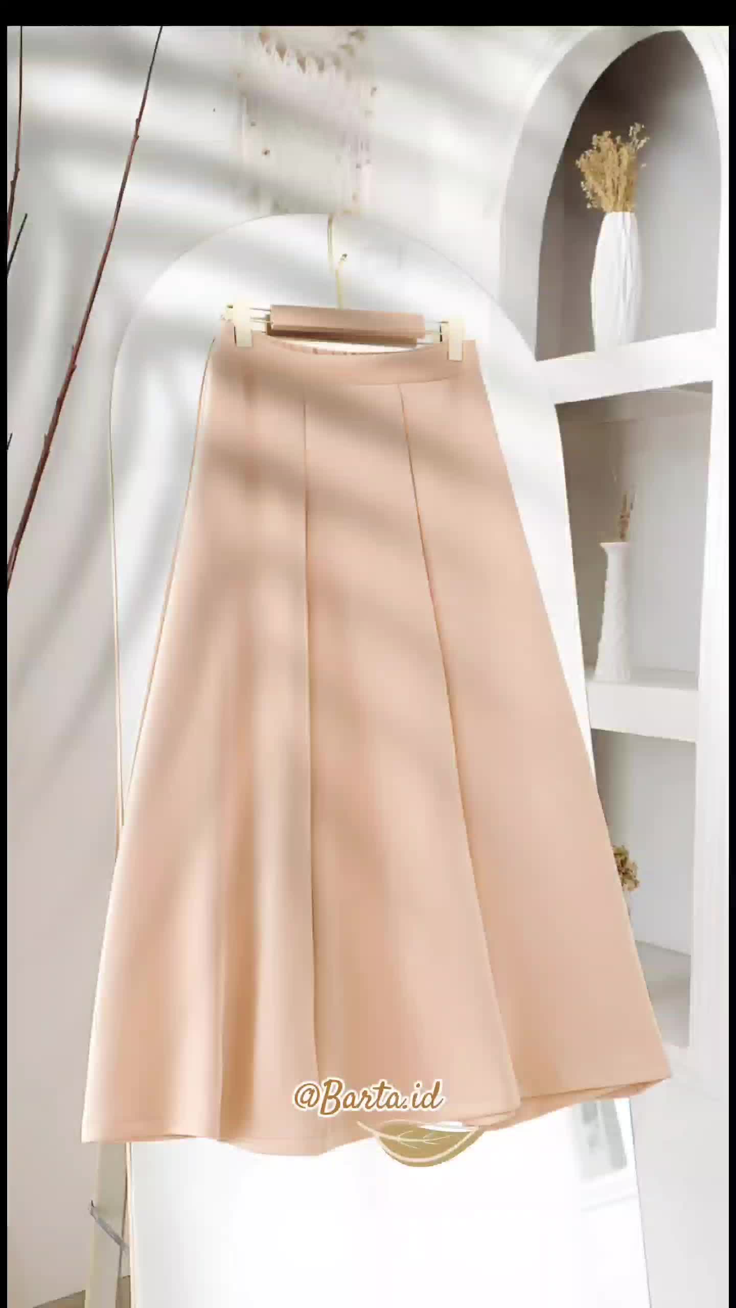 Rok Casual Wanita Ivory Milo Cream Hitam Dewasa - Bawahan, Serut, Cewek Midi Formal Midi - Scuba, Cantik, Karet, Nyaman
