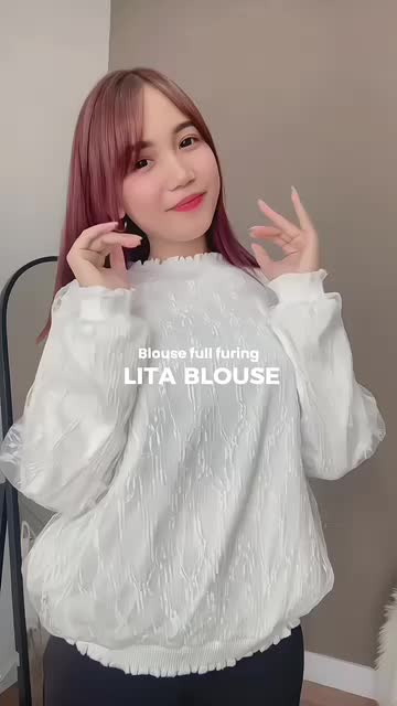 NJ - LITA BLOUSE KNIT BROKAT KASUAL WANITA  Baju Panjang Atasan Top Oversize Premium