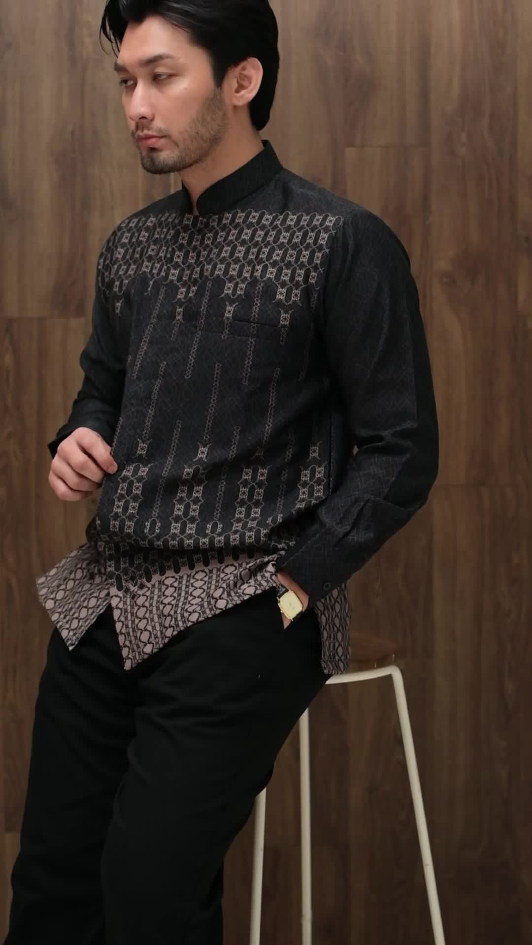 Hardi Batik - ASHRAF CREAM | Kemeja Muslim Koko Pria Lengan Panjang