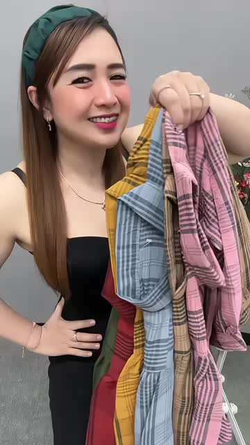 Kemeja Kotak-Kotak Wanita Blus Wanita Kerah Kotak-Kotak Atasan Wanita Casual Kotak-Kotak