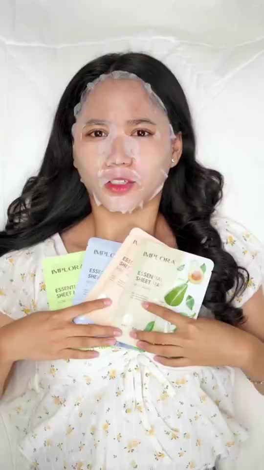 Implora Essential Sheet Mask - Masker Wajah Mencerahkan Melembabkan Anti Aging Acne Control MOIST GLOW serum saffron