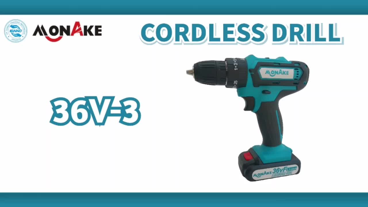 MONAKE Baterai Mesin Bor Listrik Cordless Tanpa Kabel Impact Drill 36V