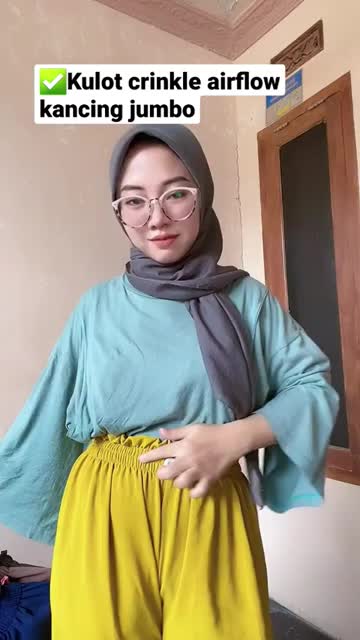 Celana Kulot Crinkle Full Karet Kancing Satu