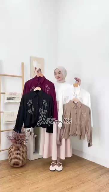 Camary Blouse Rayon Twill Kemeja Wanita Bordir