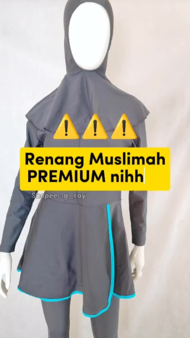 Setelan Pakaian Baju Renang Muslim Muslimah Polos Lycra Nylon Wanita Dewasa Hijab | G-Ray