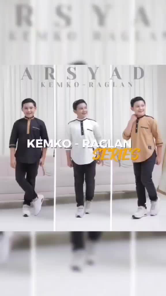 Atasan kurta premium apparel anak Laki-Laki Baju KEMKO lengan Raglan Casual stylish gaya trendy Muslim Katun Lembut Nyaman Koko Kerah Kombinasi Keren Bordir Motif