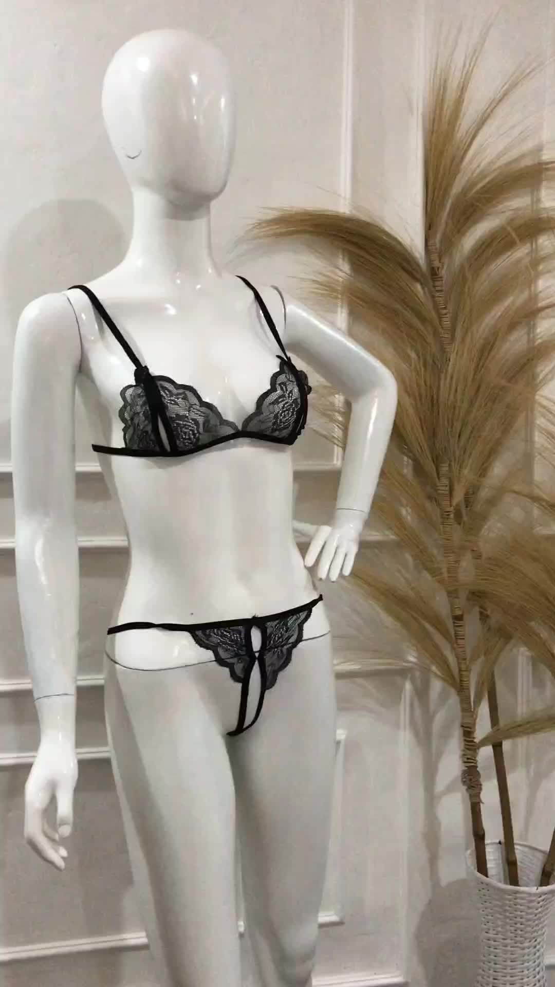 DNOOR Set Pakaian Dalam Bra dan Gstring Motif Renda