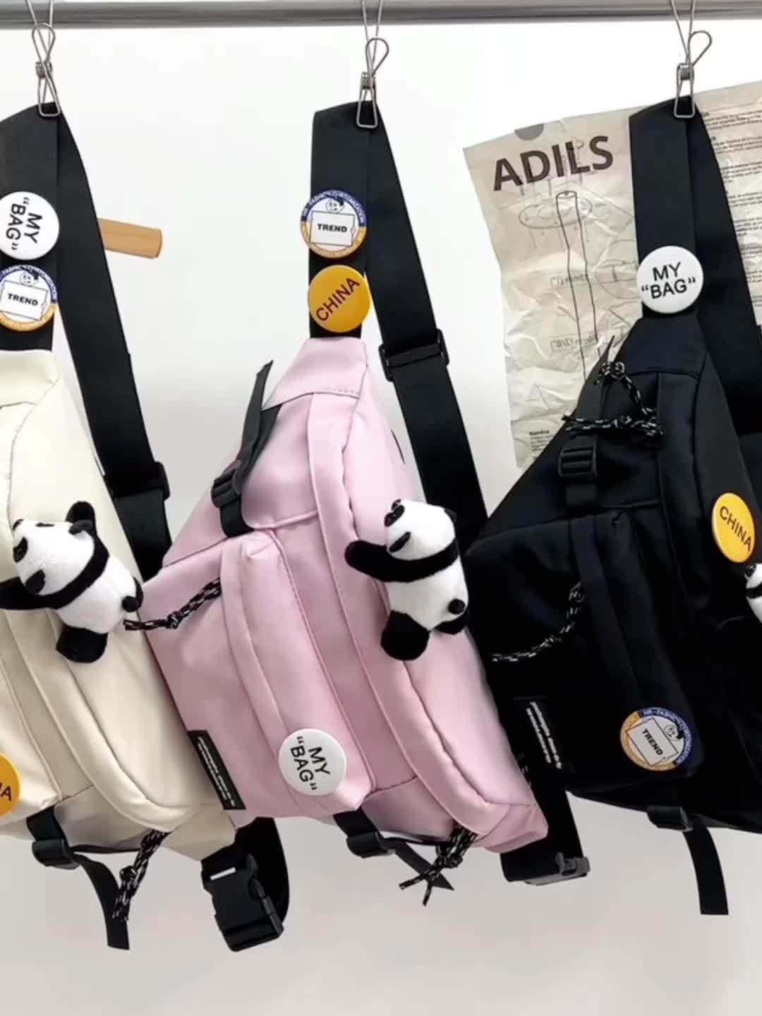 Tas Selempang Pinggang Slingbag Waistbag Shoulder Bag Belt Bag Pria Cowo Simple Modern Streetwear OSWG1 Canvas Hitam