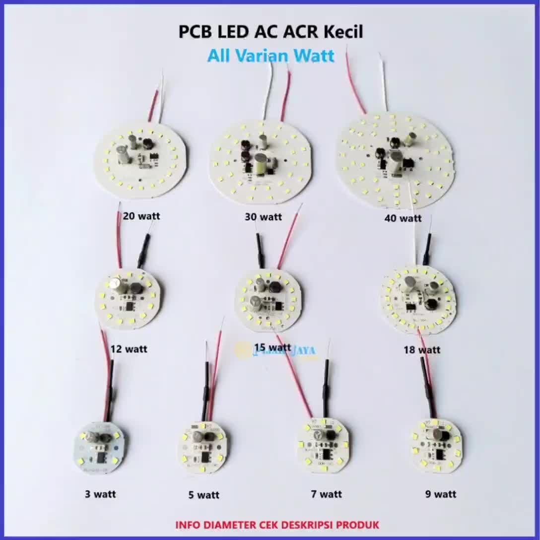 Mesin Lampu LED AC ACR Watt Lengkap 5W 7W 9W 12W 15W 18W 20W 30W 40W Modul Mata LED DOB Putih