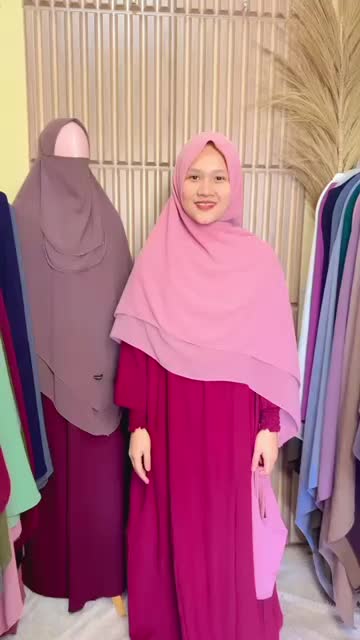 khimar instan 2 layer hijab jumbo set cadar ceruty segi3