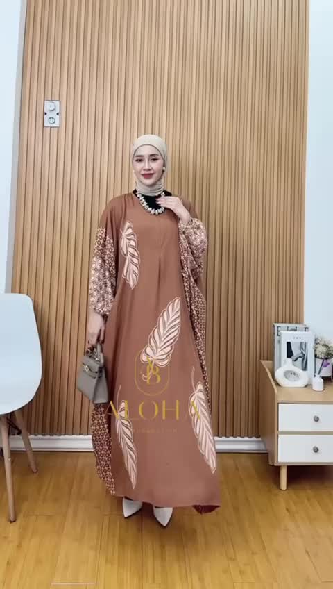 Kaftan Super Jumbo Motif Daun Mumbay Dress Rayon Premium Batik Wanita Busui Adem Nyaman Muslim Panjang Gamis Zipper