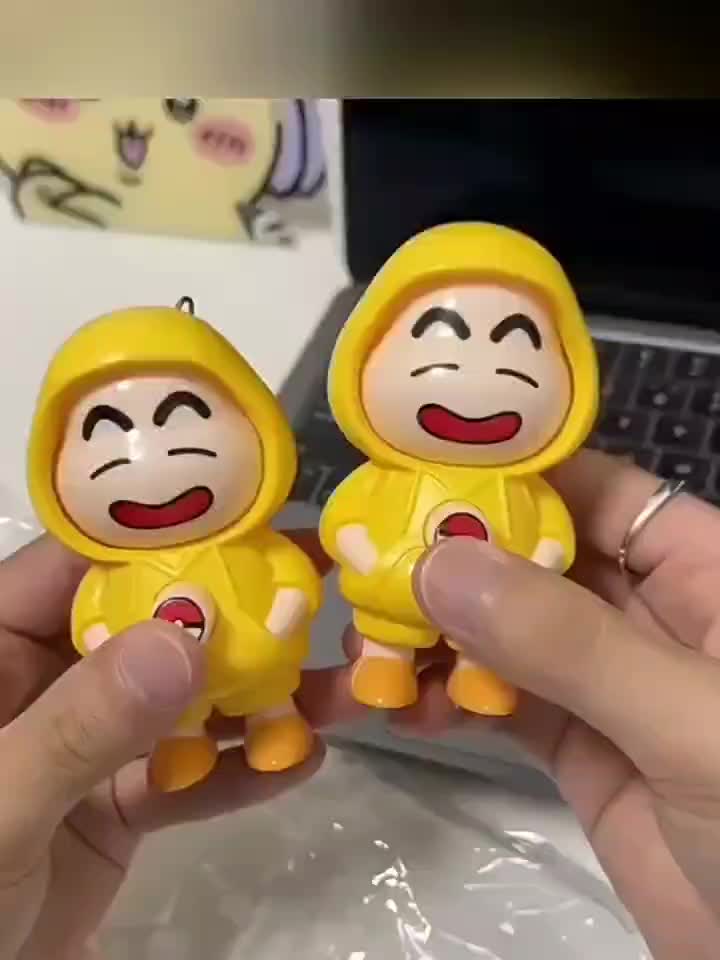 99KHOME Keychain Gantungan Kunci Tas Souvenir Kuning Boneka Lucu Berubah Ekspresi Wajah K1178