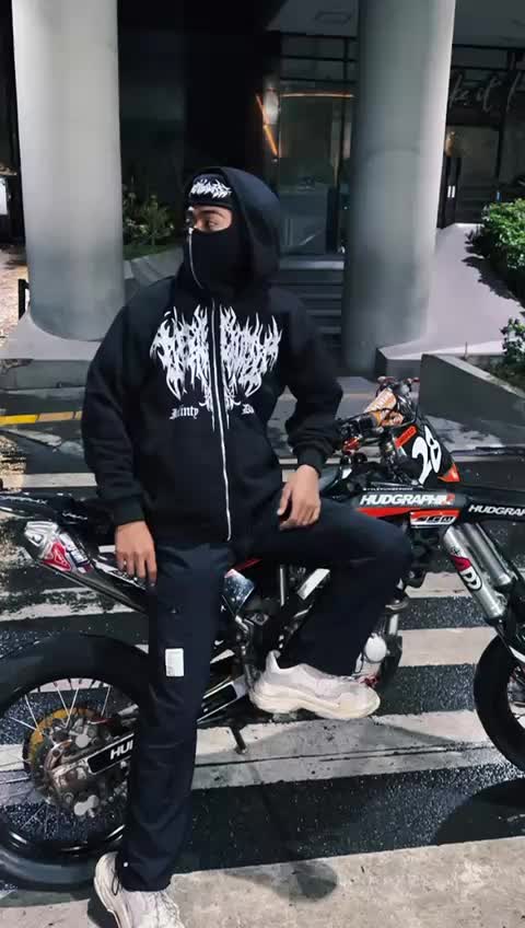 Do The Flow HOODIE BALACLAVA METAL ZIPPER JAKET BOXY HITAM